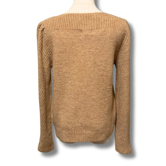 NWT &merci Camel Soft Knit Puff Sleeve Sweater – Size S / Small | Cozy - Picture 2 of 6